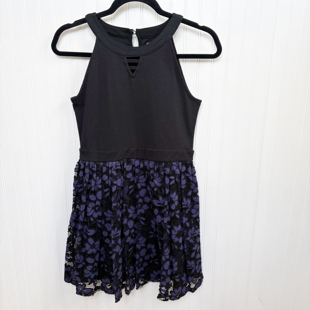 Epic Threads Black & Blue Lace Sleeveless High Neck Dress Girls Size XL NEW